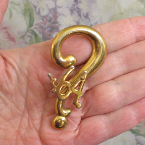 RARE 64,000 Dollar Question Game Show Brooch~VINTAGE Gold Plate Question Brooch - Picture 8 of 11